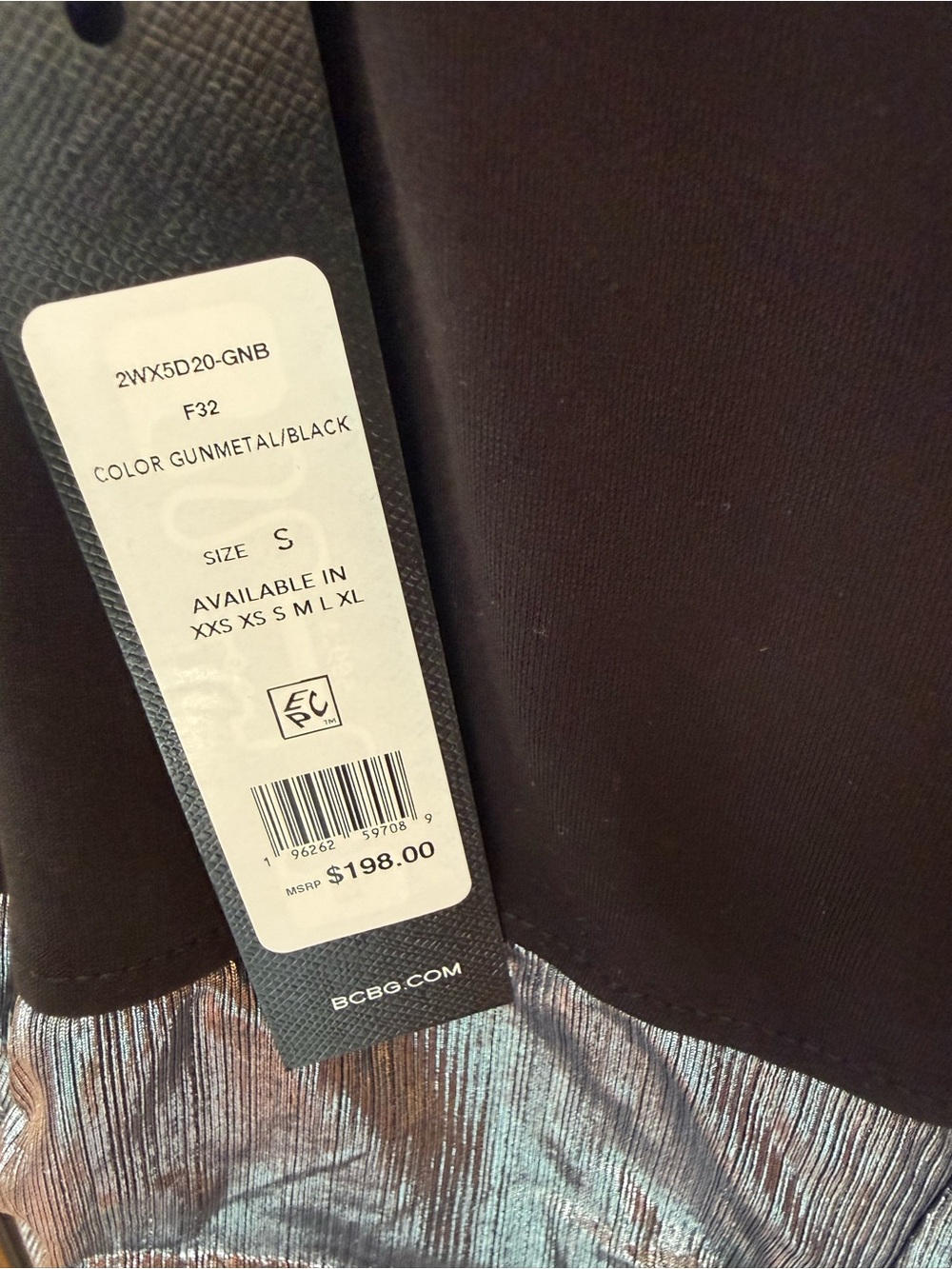 NWT-BCBG Max Azria metallic draped sheath dress- gunmetal/black style2WX5D20-GNB - Picture 9 of 10